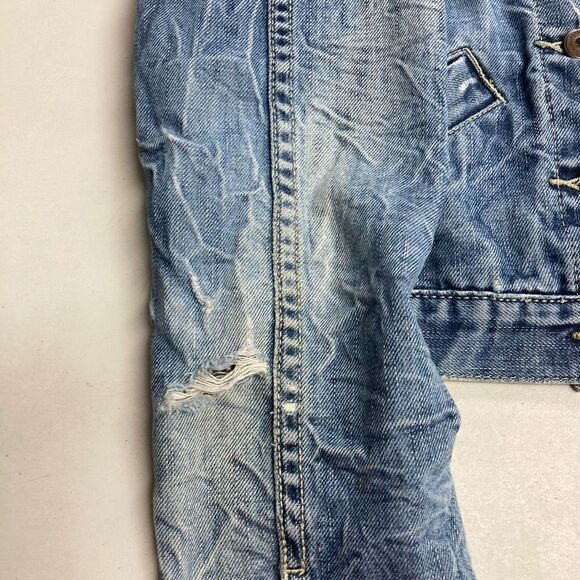 AMERICAN EAGLE OUTFITTERS Women’s Distressed Denim Jacket Size Small Petite - Picture 5 of 10